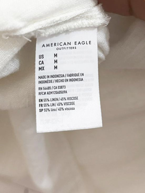 ae oversized linen - blend button down shirt | american eagle - good market thrift store