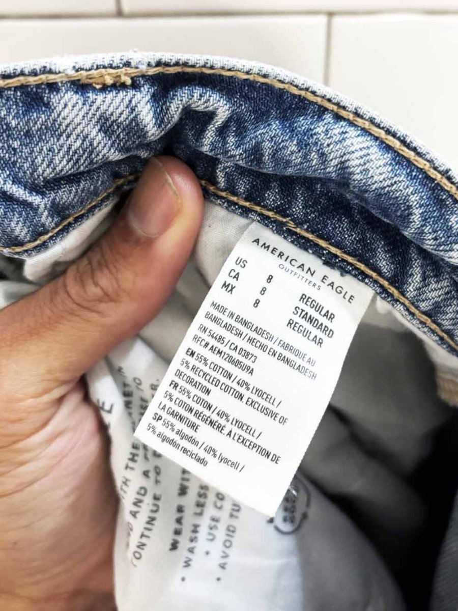 ae super high rise baggy wide leg chewed hem jeans | american eagle - good market thrift store