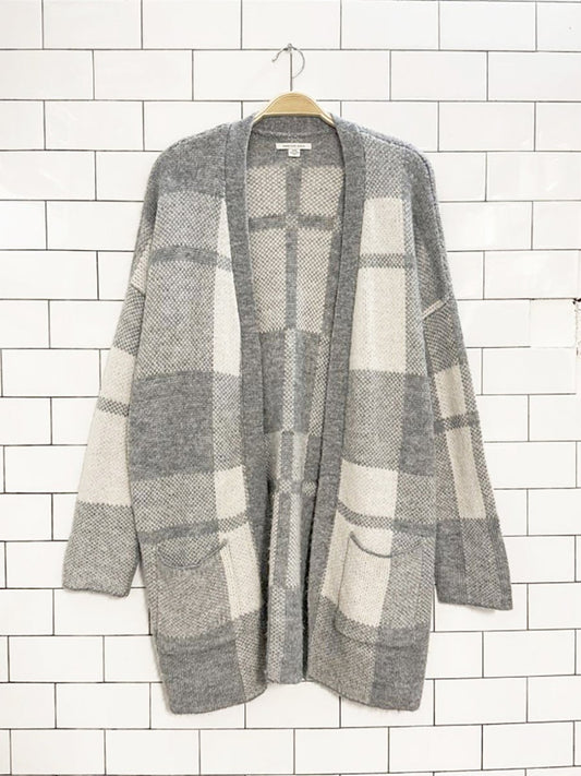 ae wool - blend plaid open knit cardigan | american eagle - good market thrift store