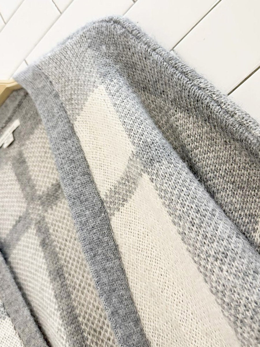 ae wool - blend plaid open knit cardigan | american eagle - good market thrift store