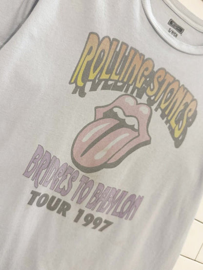 AE x rolling stones bridges to babylon tour 1997 cropped band tee - good market thrift store
