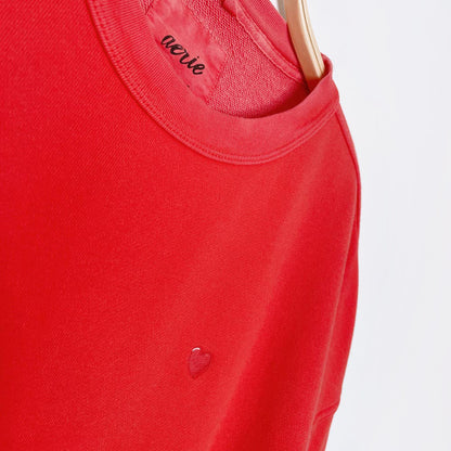 aerie embroidered heart oversized crew