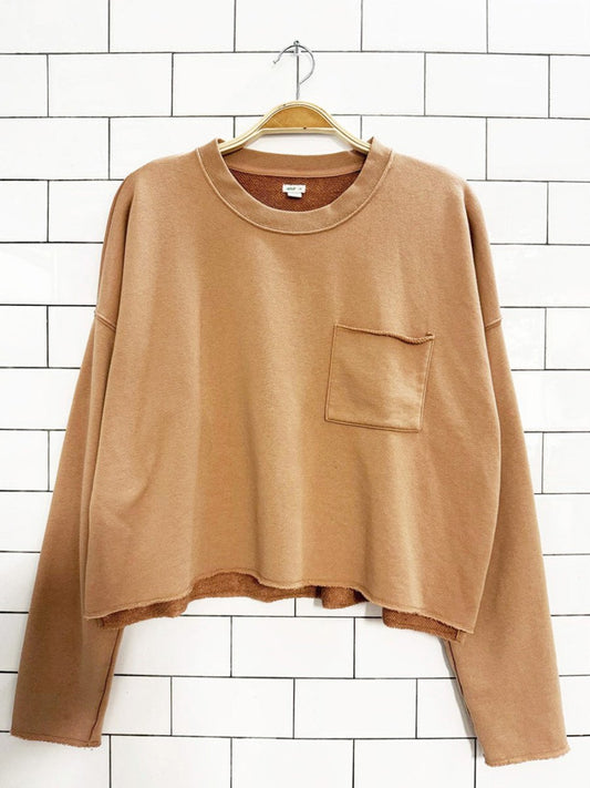 aerie boxy cropped pocket sweatshirt - good market thrift store