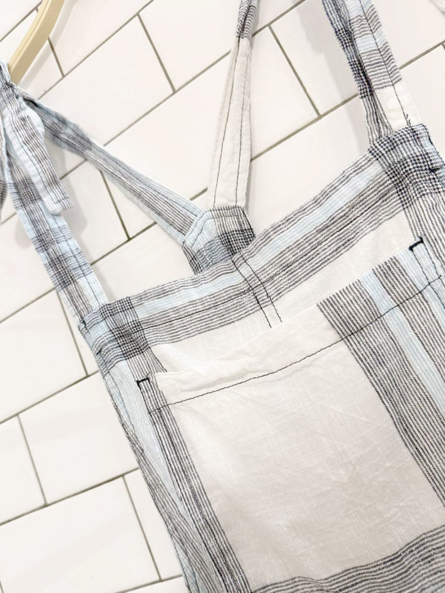 aerie country plaid light cotton tie strap overalls | american eagle - good market thrift store