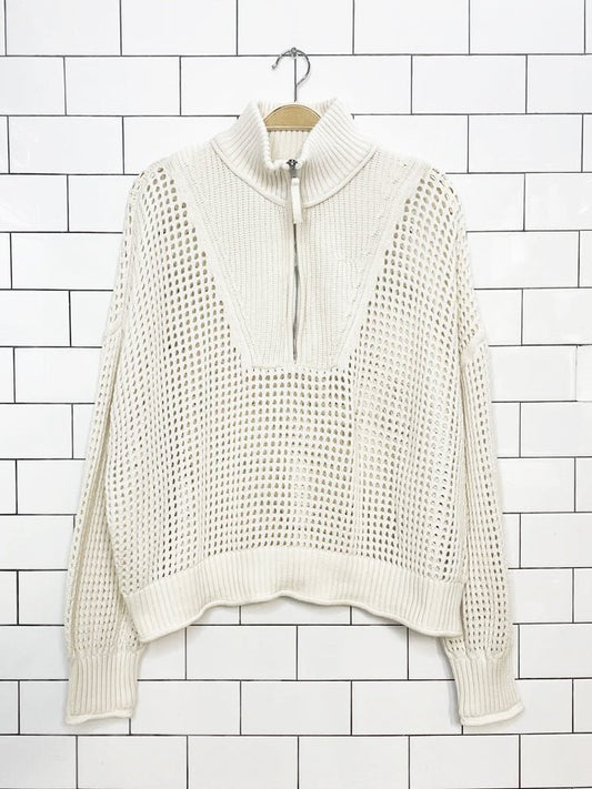 aerie crochet knit oversized 1/4 zip sweater - good market thrift store