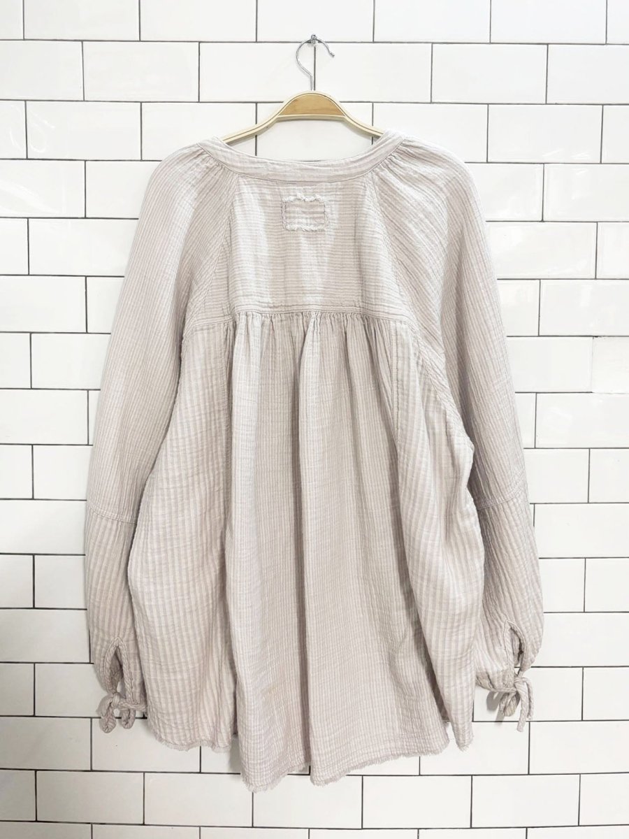 aerie daybreak oversized striped gauze cotton shirt - good market thrift store