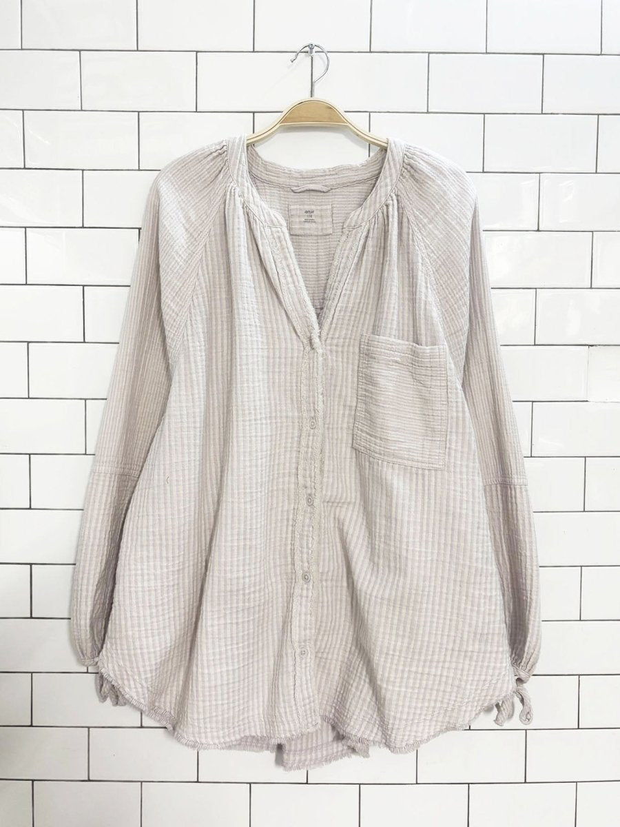 aerie daybreak oversized striped gauze cotton shirt - good market thrift store