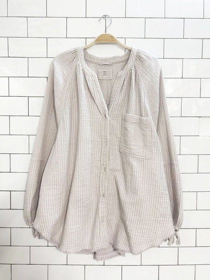 aerie daybreak oversized striped gauze cotton shirt - good market thrift store