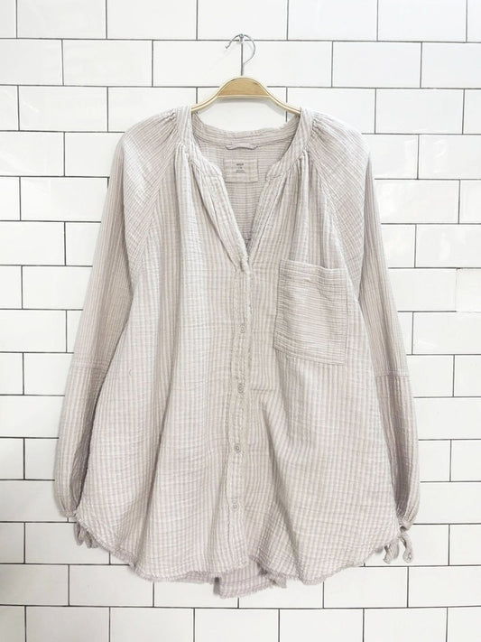 aerie daybreak oversized striped gauze cotton shirt - good market thrift store