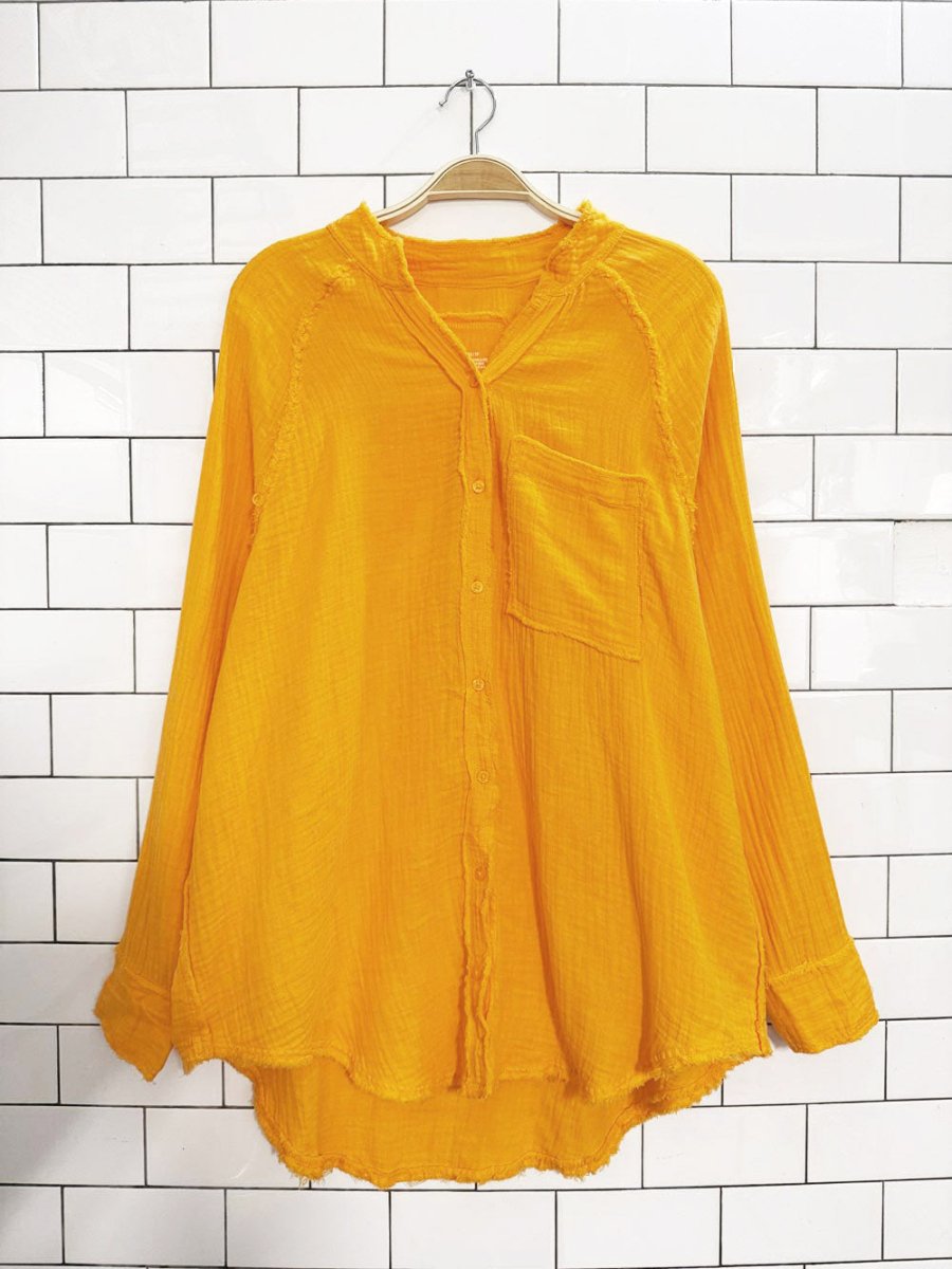 aerie gauze cotton oversized pool to party full button shirt - good market thrift store