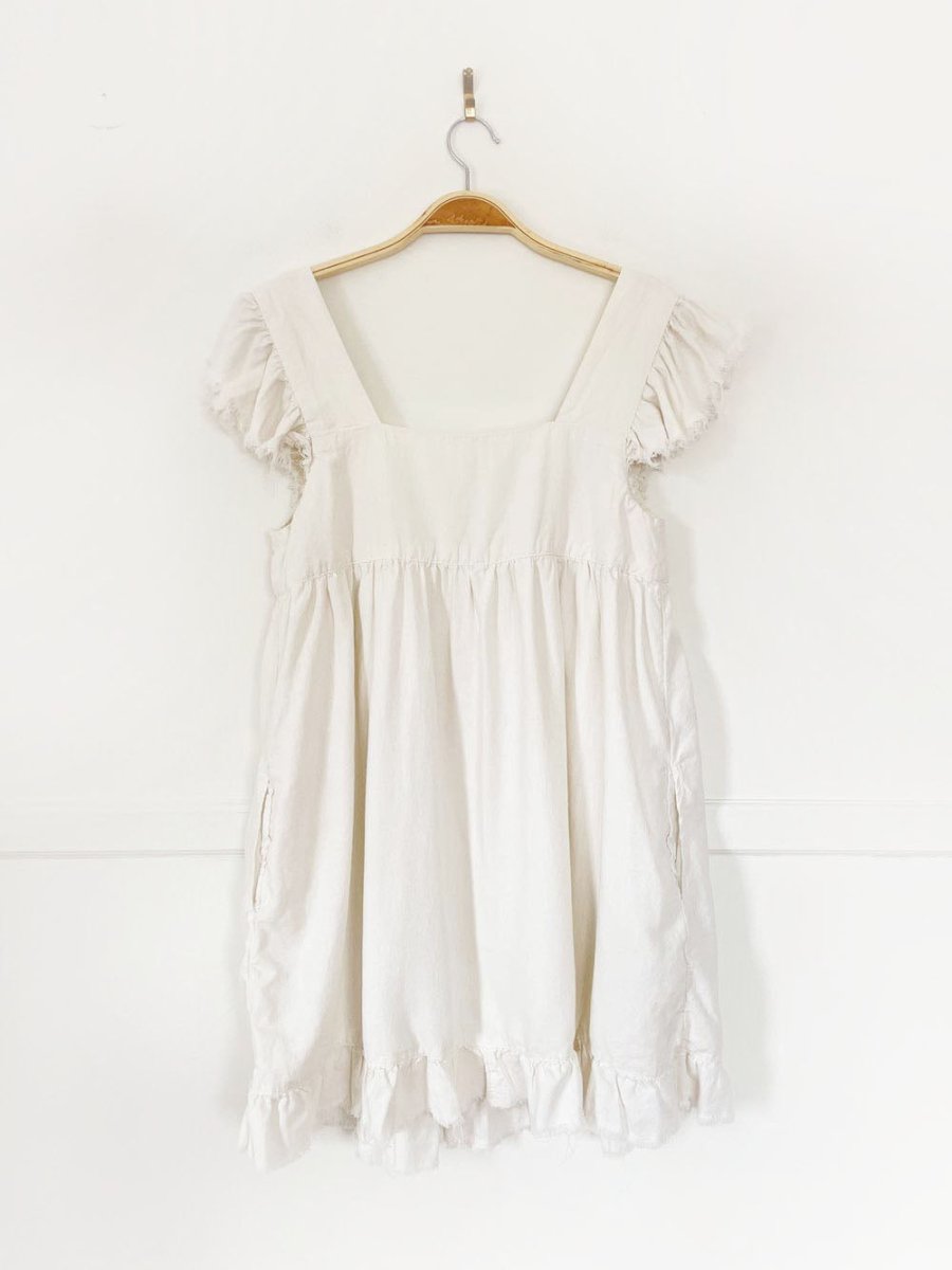 aerie linen - blend flutter sleeve babydoll mini sundress - good market thrift store