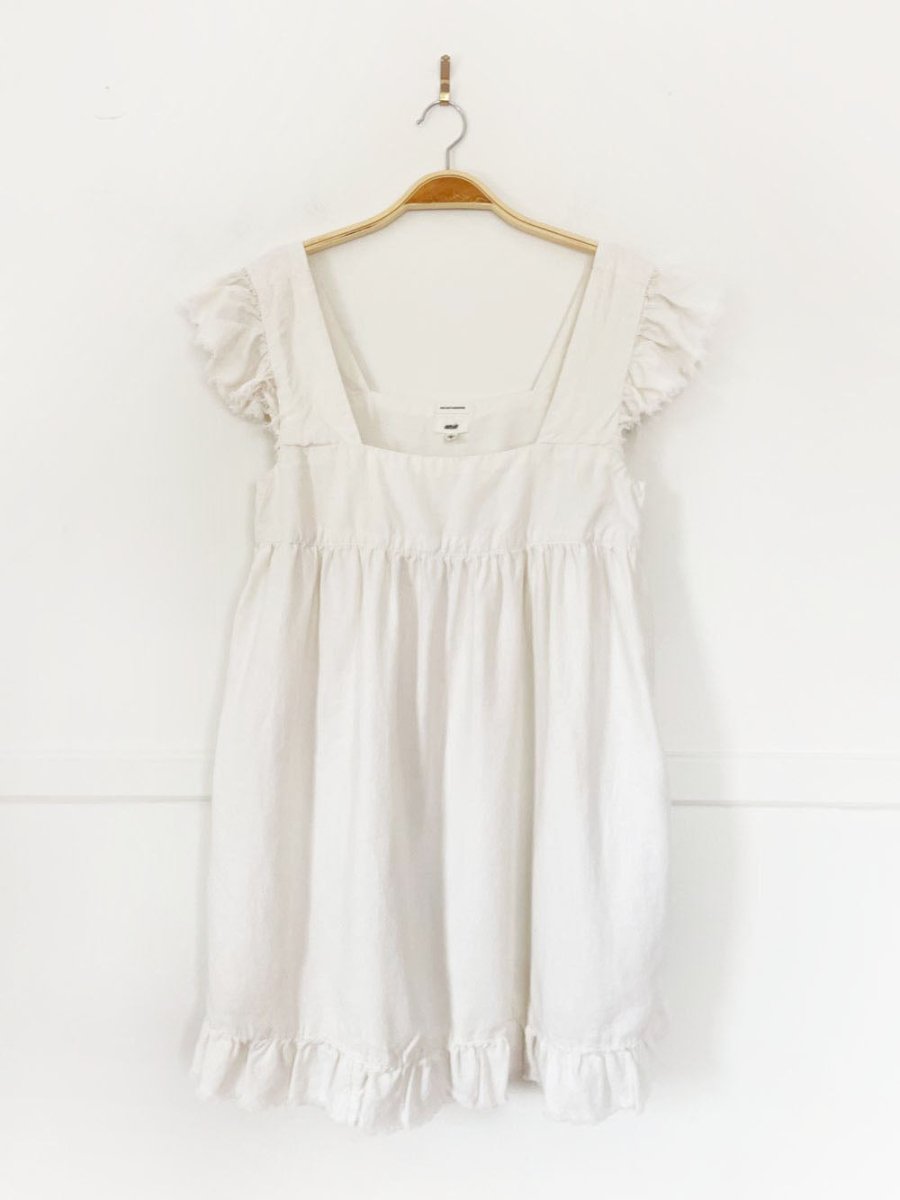 aerie linen - blend flutter sleeve babydoll mini sundress - good market thrift store