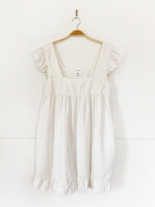 aerie linen - blend flutter sleeve babydoll mini sundress - good market thrift store
