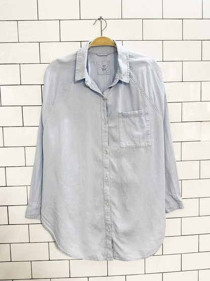 aerie linen - blend oversized flowy shirt - good market thrift store