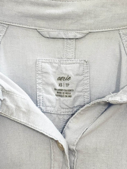 aerie linen - blend oversized flowy shirt - good market thrift store