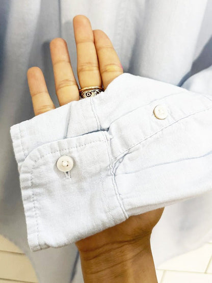 aerie linen - blend oversized flowy shirt - good market thrift store