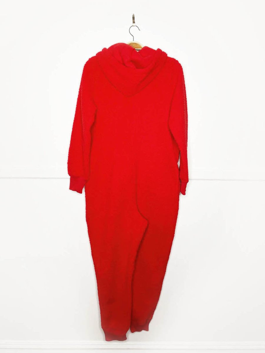 aerie nice - ish hooded sherpa fleece holiday onesie - good market thrift store