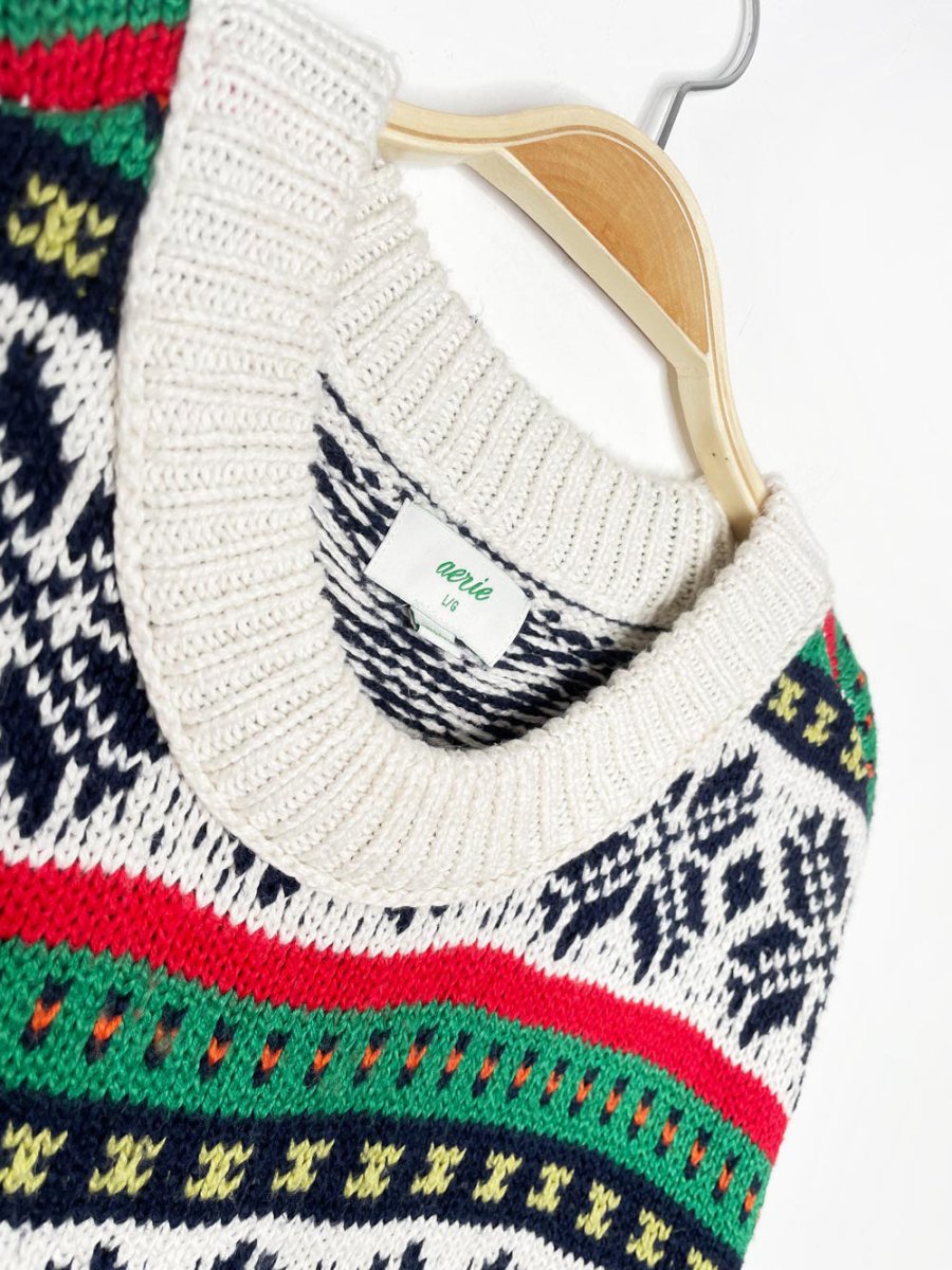 aerie oversized fair isle knit chalet sweater - good market thrift store