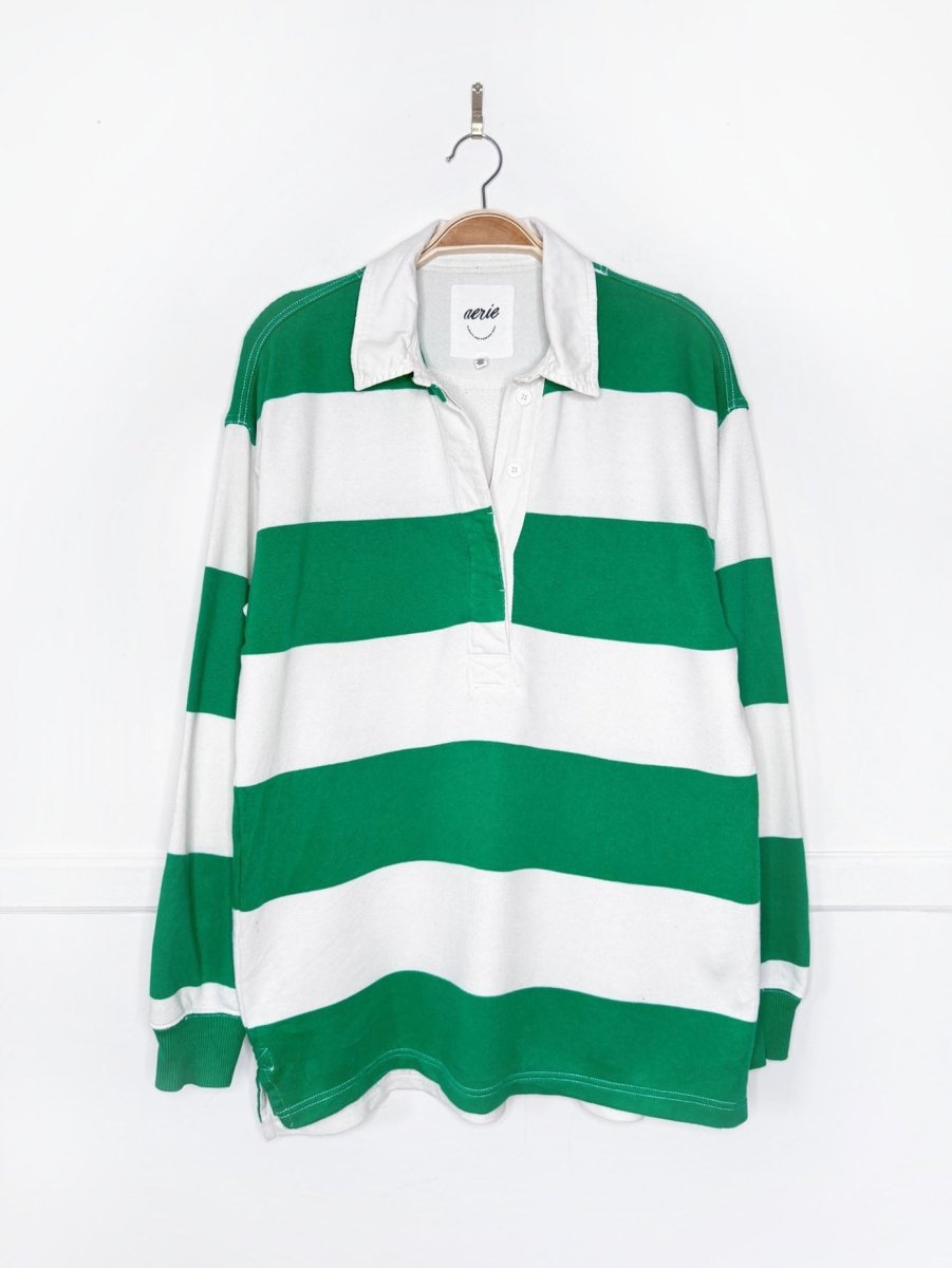 aerie rugby oversized striped long sleeve shirt - good market thrift store