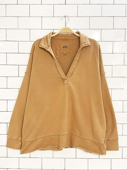 aerie v - neck popover slouchy henley sweatshirt - good market thrift store