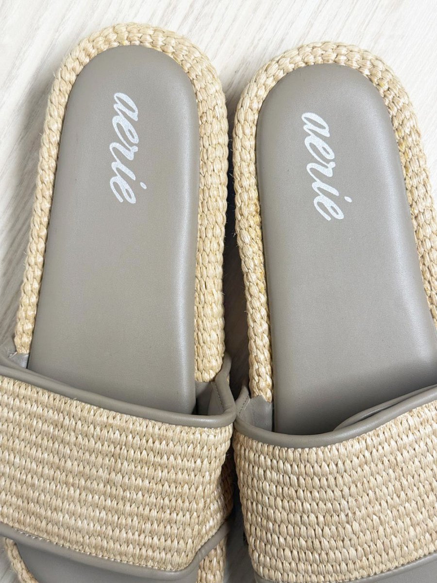 aerie woven straw velcro platform sandals - good market thrift store