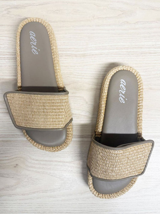 aerie woven straw velcro platform sandals - good market thrift store