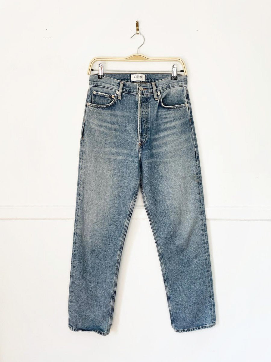agolde 100% organic cotton full button fly straight leg denim - good market thrift store