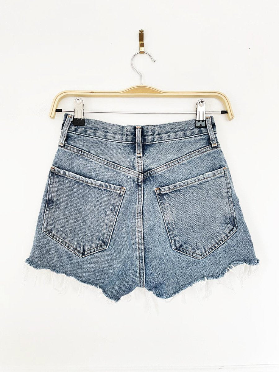 agolde riley cut - off denim shorts - good market thrift store