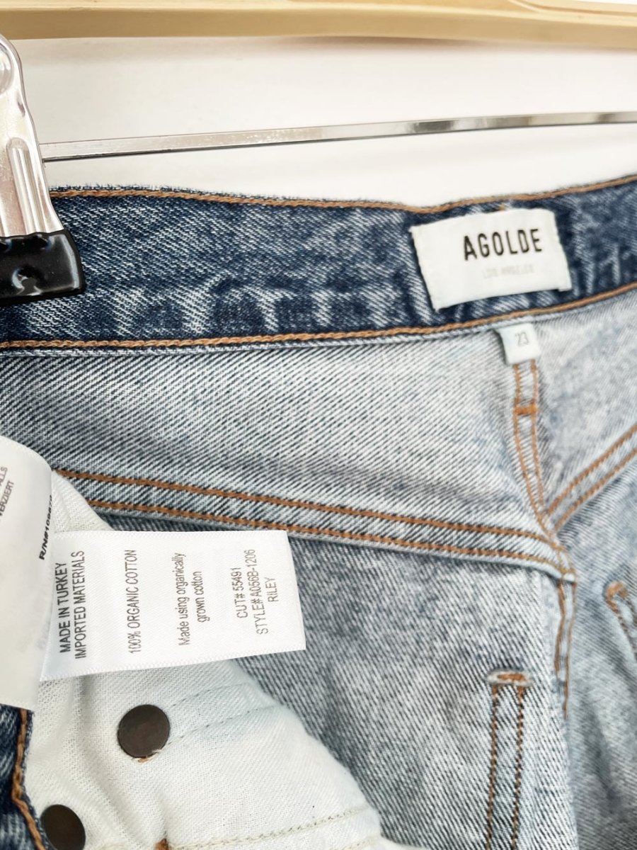 agolde riley cut - off denim shorts - good market thrift store