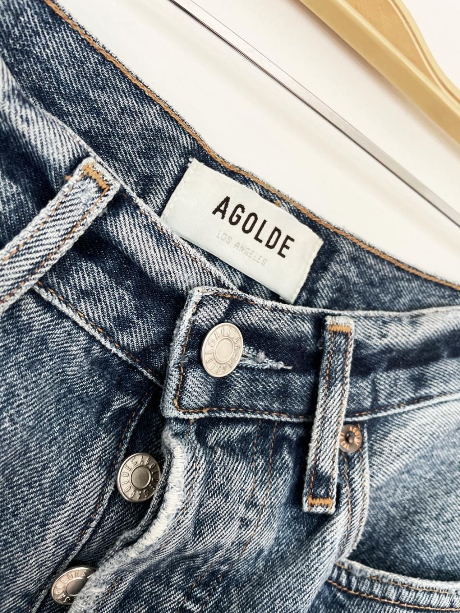 agolde riley cut - off denim shorts - good market thrift store
