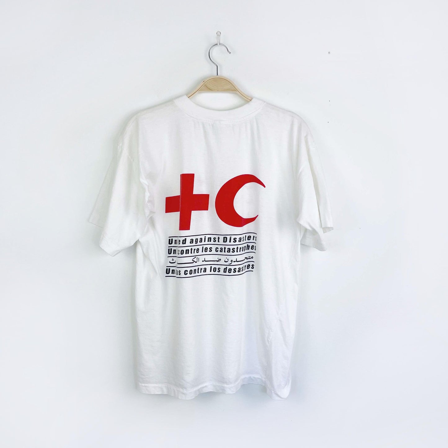 vintage red cross red crescent united against disaster tee