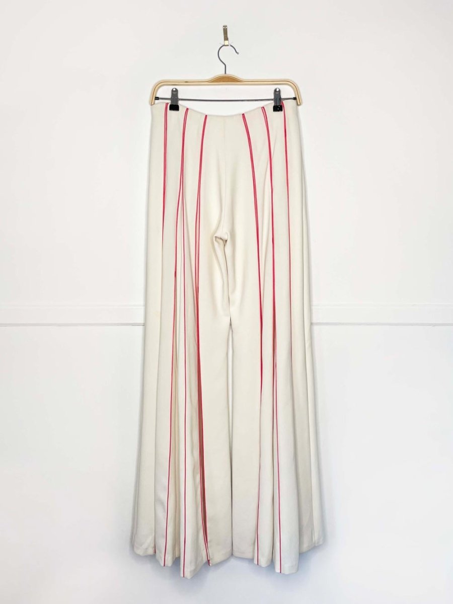 aiisha handmade pleated crepe pink piped super wide leg pants - good market thrift store