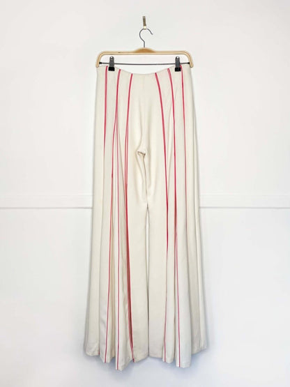 aiisha handmade pleated crepe pink piped super wide leg pants - good market thrift store