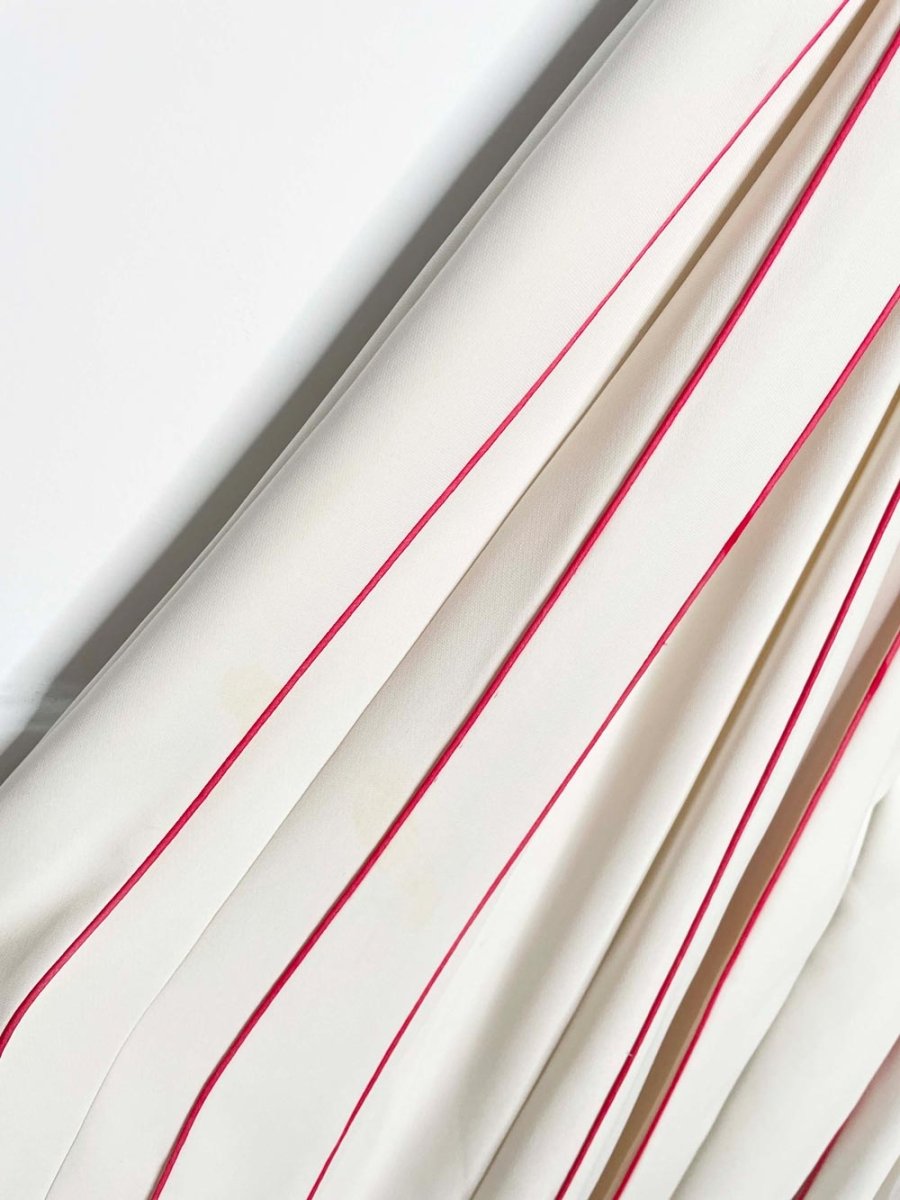 aiisha handmade pleated crepe pink piped super wide leg pants - good market thrift store