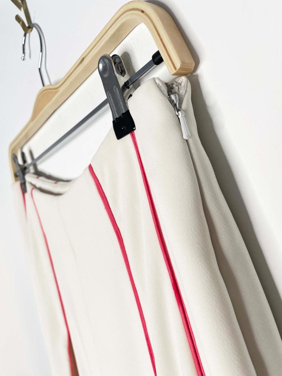 aiisha handmade pleated crepe pink piped super wide leg pants - good market thrift store