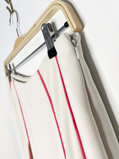 aiisha handmade pleated crepe pink piped super wide leg pants - good market thrift store