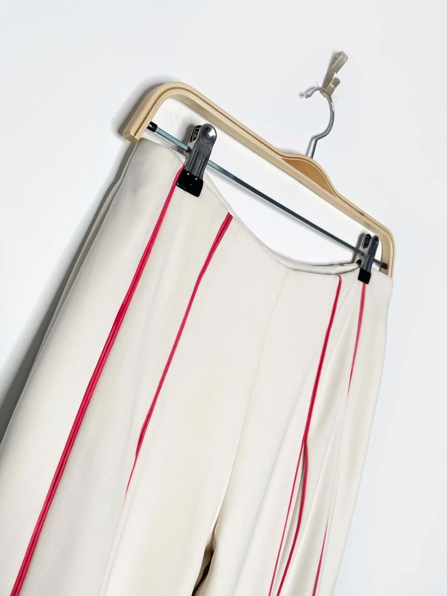 aiisha handmade pleated crepe pink piped super wide leg pants - good market thrift store