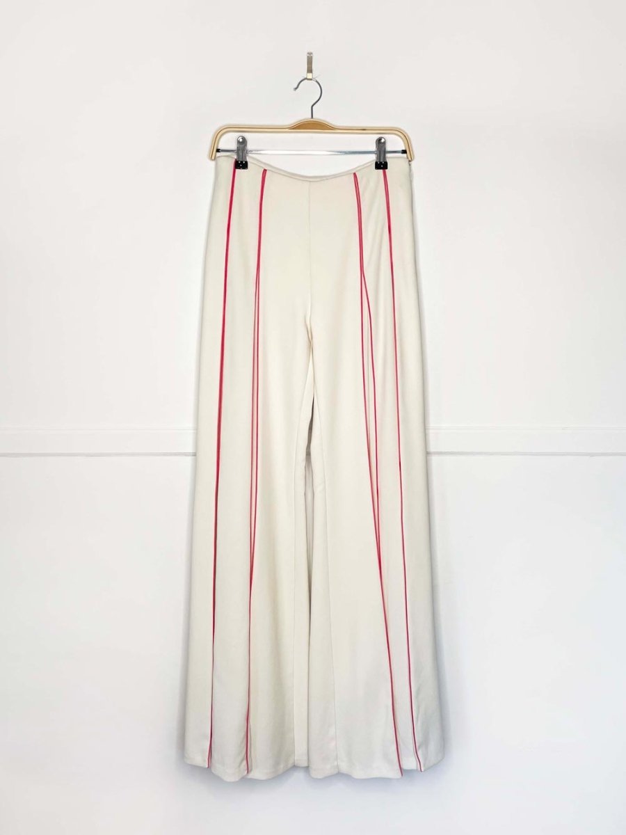 aiisha handmade pleated crepe pink piped super wide leg pants - good market thrift store