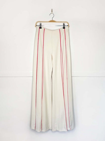aiisha handmade pleated crepe pink piped super wide leg pants - good market thrift store