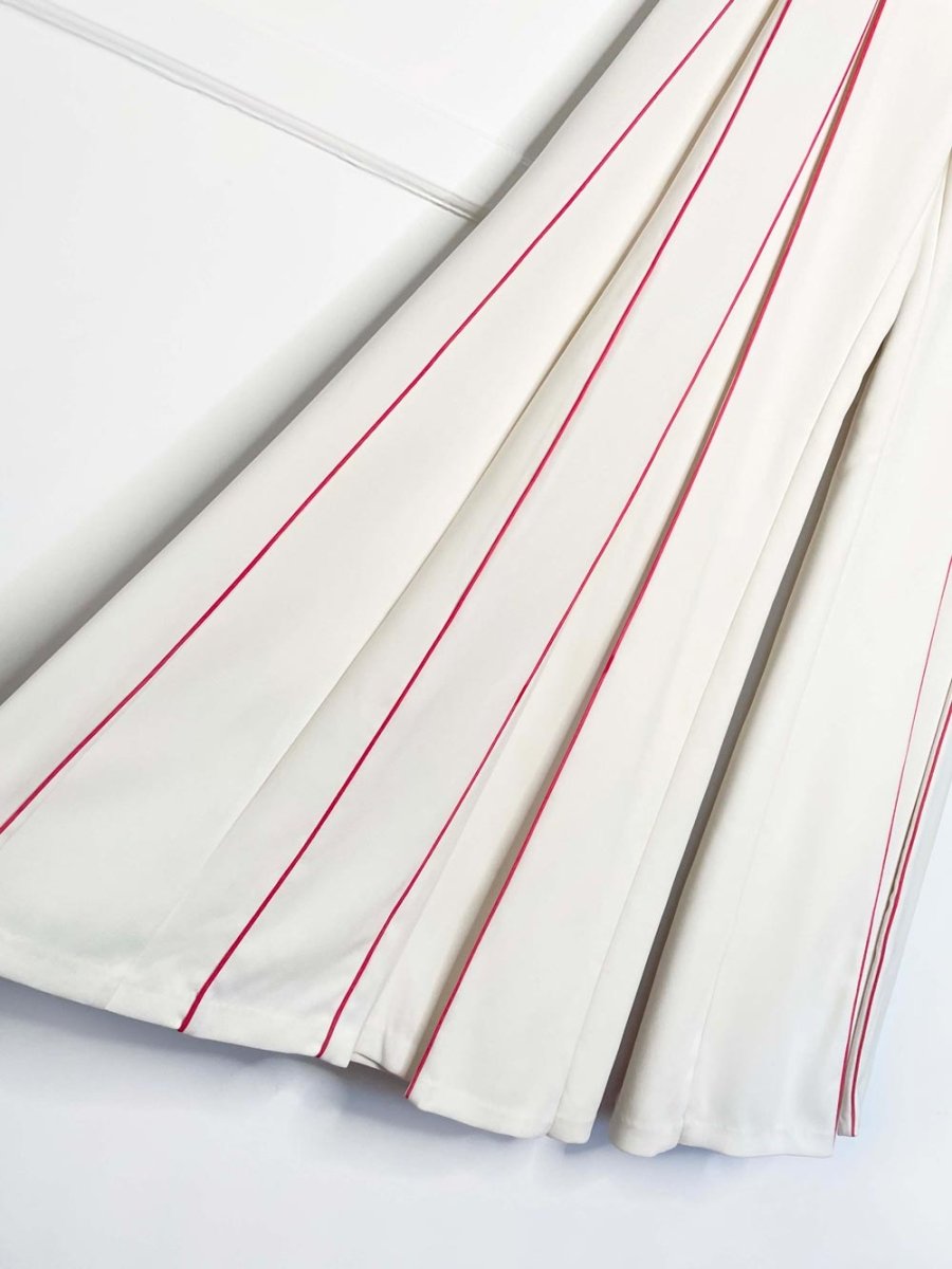 aiisha handmade pleated crepe pink piped super wide leg pants - good market thrift store