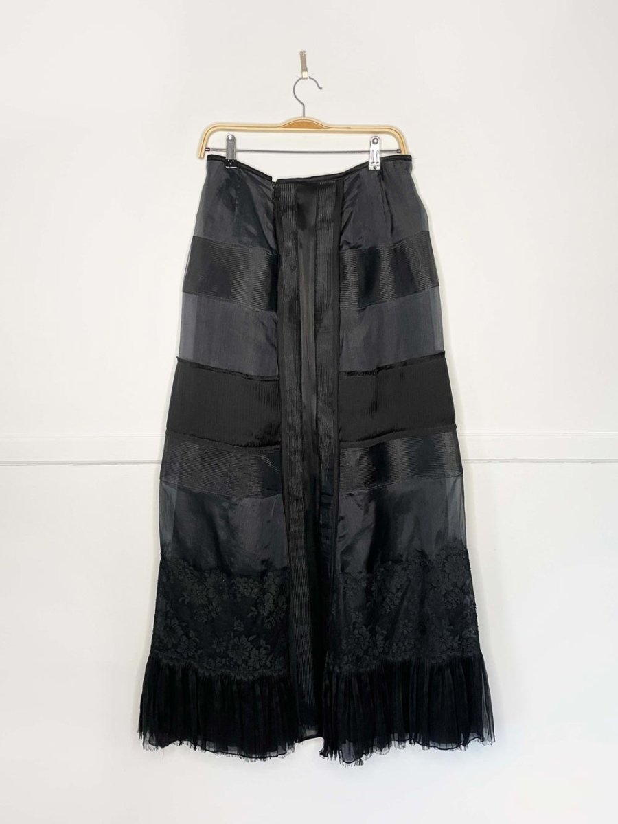 alberta ferretti 100% silk goth tiered organza lace ruffle maxi skirt - good market thrift store