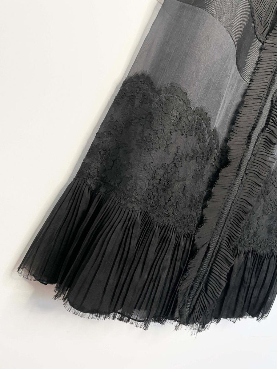 alberta ferretti 100% silk goth tiered organza lace ruffle maxi skirt - good market thrift store