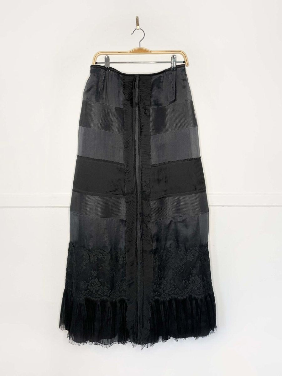 alberta ferretti 100% silk goth tiered organza lace ruffle maxi skirt - good market thrift store