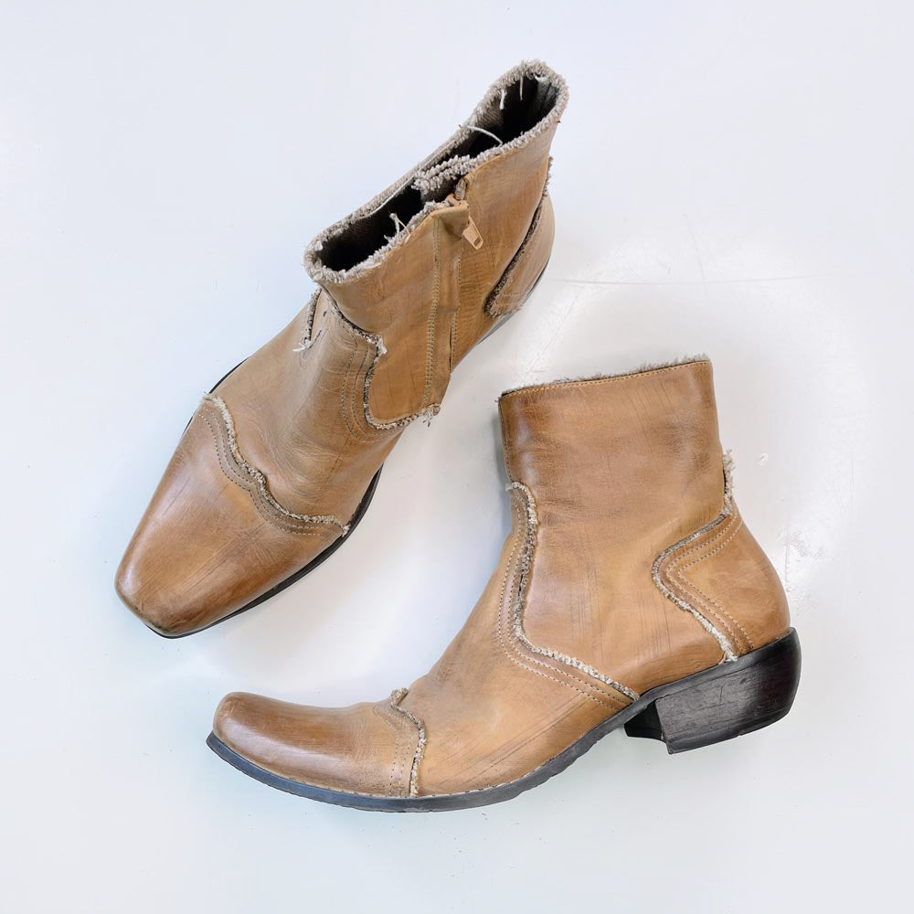 y2k aldo square toe western short boot