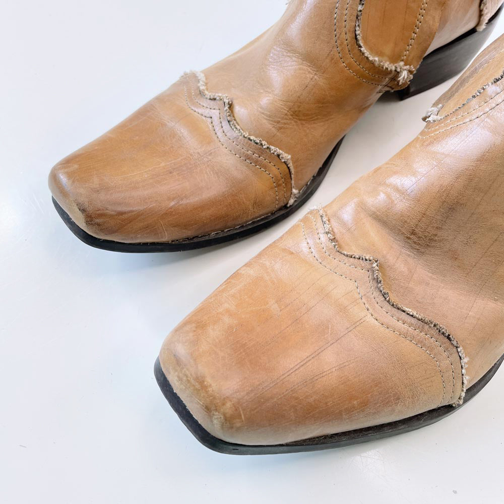 y2k aldo square toe western short boot