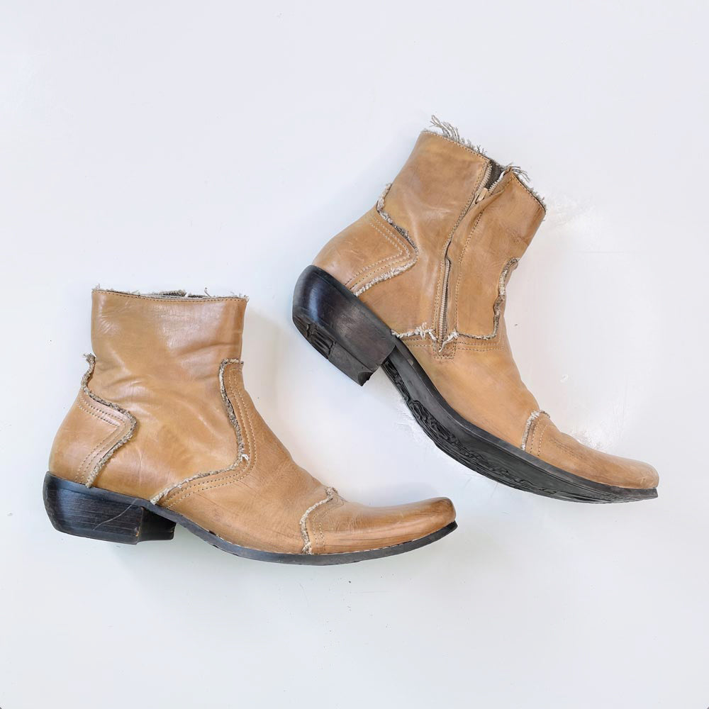 y2k aldo square toe western short boot
