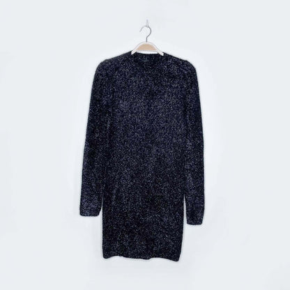 all saints fuzzy black sparkle dress - size medium