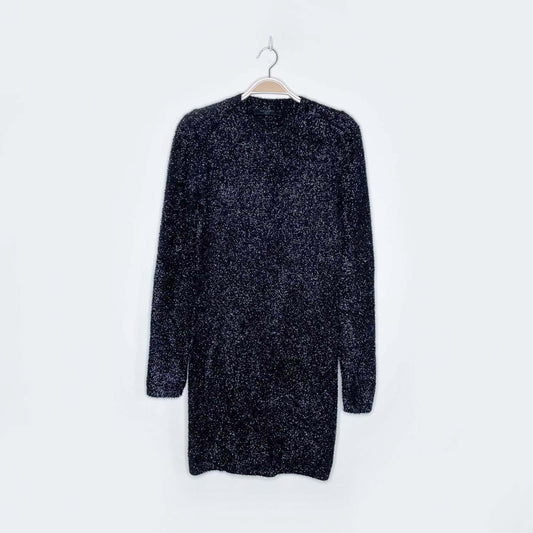 all saints fuzzy black sparkle dress - size medium