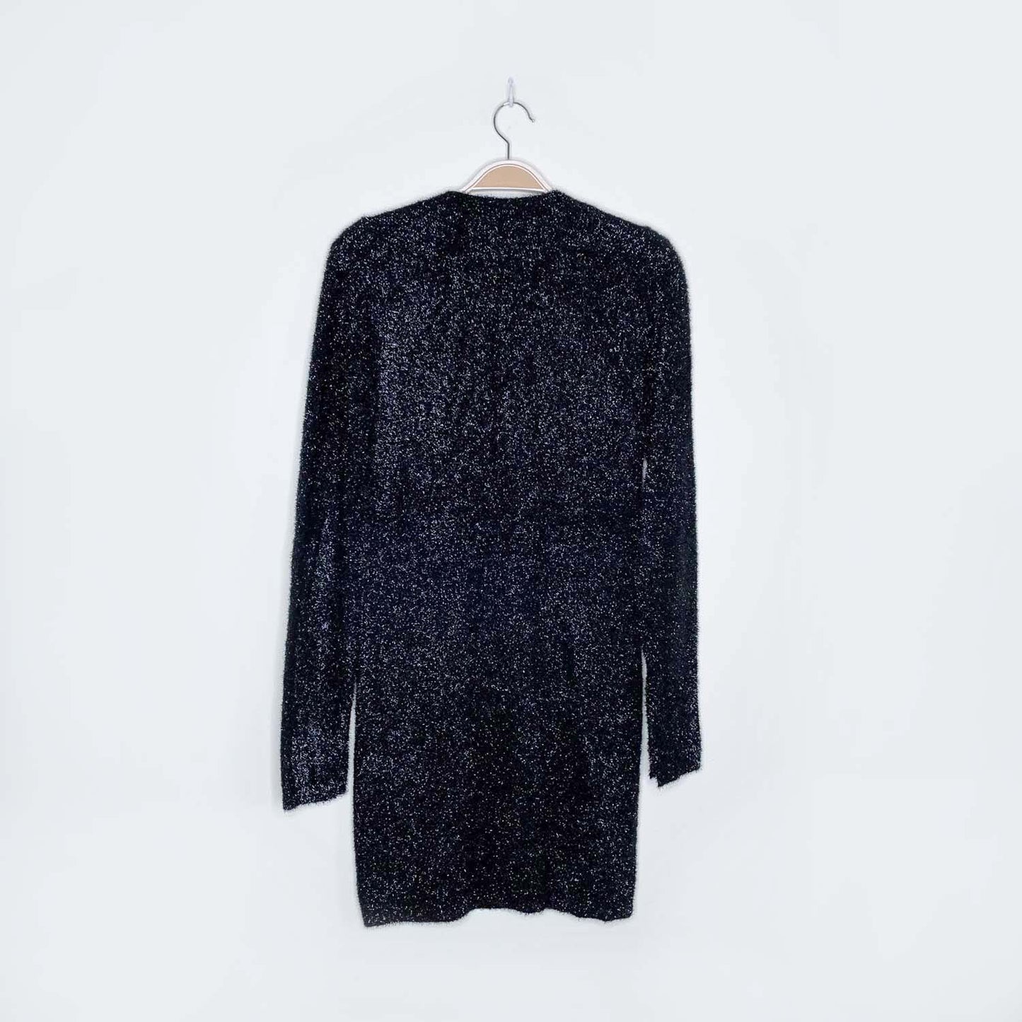 all saints fuzzy black sparkle dress - size medium