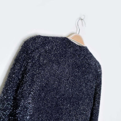 all saints fuzzy black sparkle dress - size medium